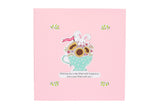 Rabbit in Cup of Flowers Pop Up Birthday Card