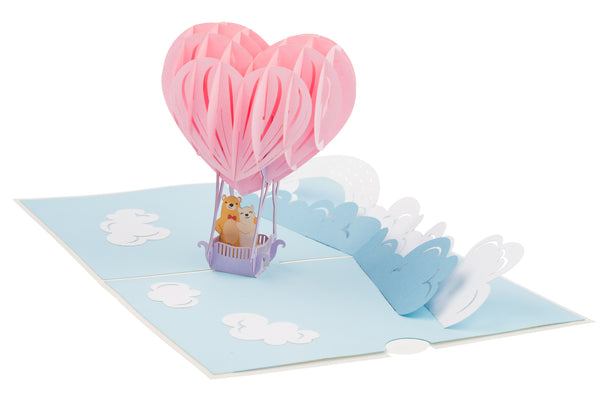 Hot Air Ballon Bear Couple Pop Up Card