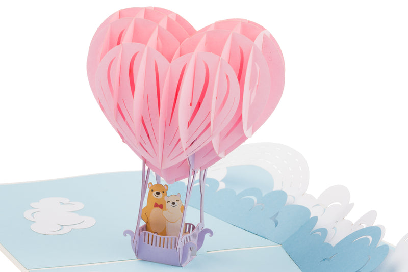 Hot Air Ballon Bear Couple Pop Up Card