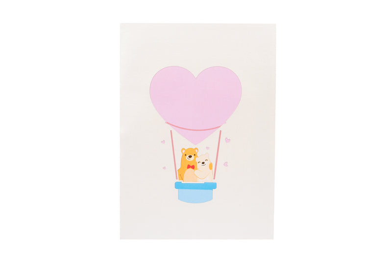 Hot Air Ballon Bear Couple Pop Up Card